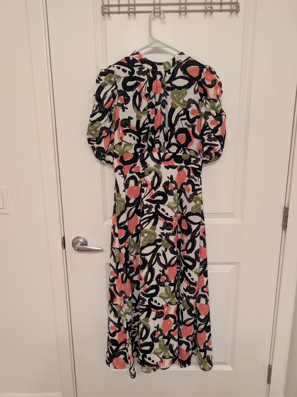 Gracia Coral and Olive Floral Midi Dress